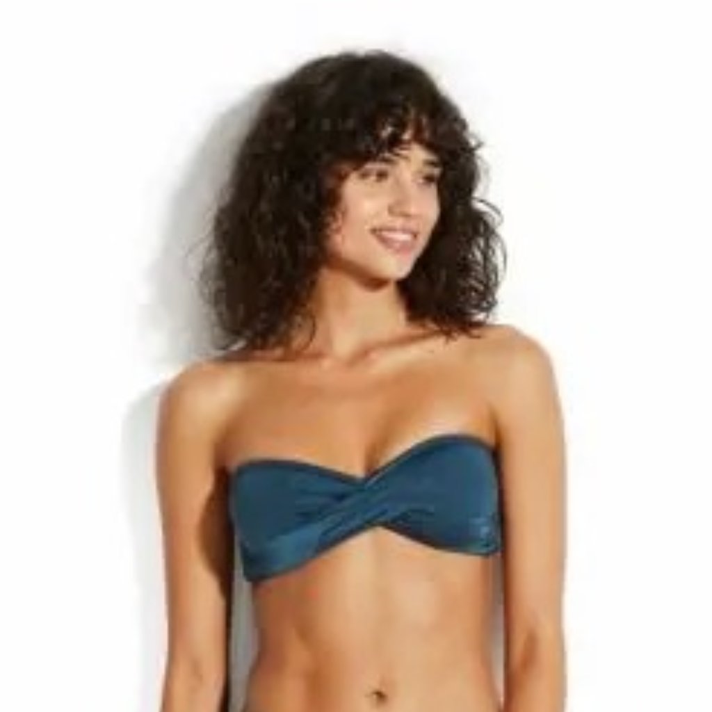 Nwt Seafolly Shine On Twist Bandeau In Blueprint